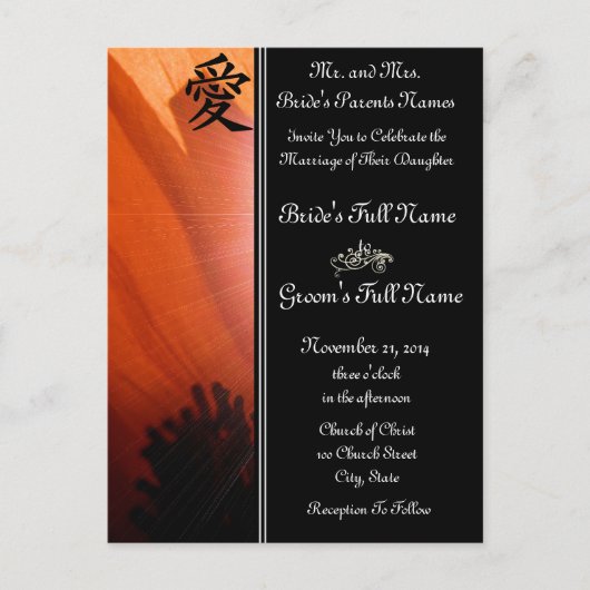 Orange Poppy Hochzeitseinladungen und Favoriten Einladungspostkarte (Vorderseite)