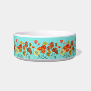 Orange Poppy hübsche Blume Aqua Blütentier Getränk Napf