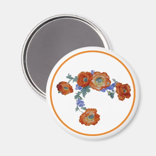 Orange Poppy Magnet (Vorderseite/Rückseite)