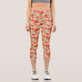Orange Poppy Meadow Capri Leggings (Vorderseite)