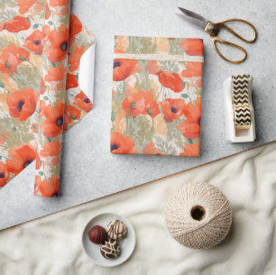 Orange Poppy Meadow Geschenkpapier
