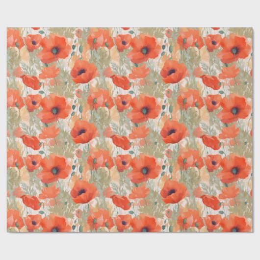 Orange Poppy Meadow Geschenkpapier (Flach)