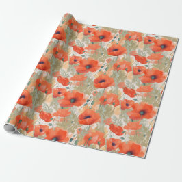 Orange Poppy Meadow Geschenkpapier