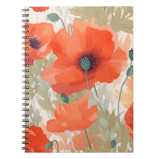 Orange Poppy Meadow Notizblock (Vorderseite)
