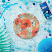 Orange Poppy Meadow Pappteller (Party)