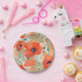 Orange Poppy Meadow Pappteller (Party)