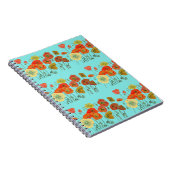 Orange Poppy Poppies Floral Blume Aqua Notebook Notizblock (Rechte Seite)