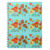 Orange Poppy Poppies Floral Blume Aqua Notebook Notizblock (Vorderseite)