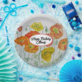 Orange Poppy Rose Blume Muster Party Platine Pappteller (Party)