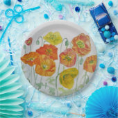 Orange Poppy Rose Blume Musterpapier Party Plättch Pappteller (Party)