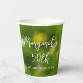 Orange Poppy Summer Flower On Green 50th Birthday Pappbecher (Vorderseite)