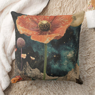 Orange Poppy Under Moonlight Kissen