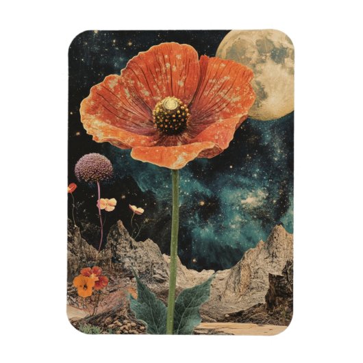 Orange Poppy Under Moonlight Magnet (Vertikal)