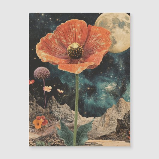 Orange Poppy Under Moonlight Magnetkarte (Vorderseite)