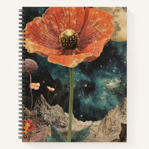 Orange Poppy Under Moonlight Notizblock