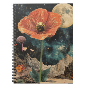 Orange Poppy Under Moonlight Notizblock