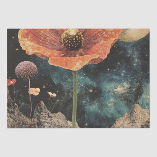 Orange Poppy Under Moonlight Seidenpapier (Vorderseite)