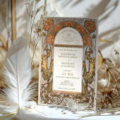 Orange Poppy Wedding Einladungen Art Nouveau Mucha