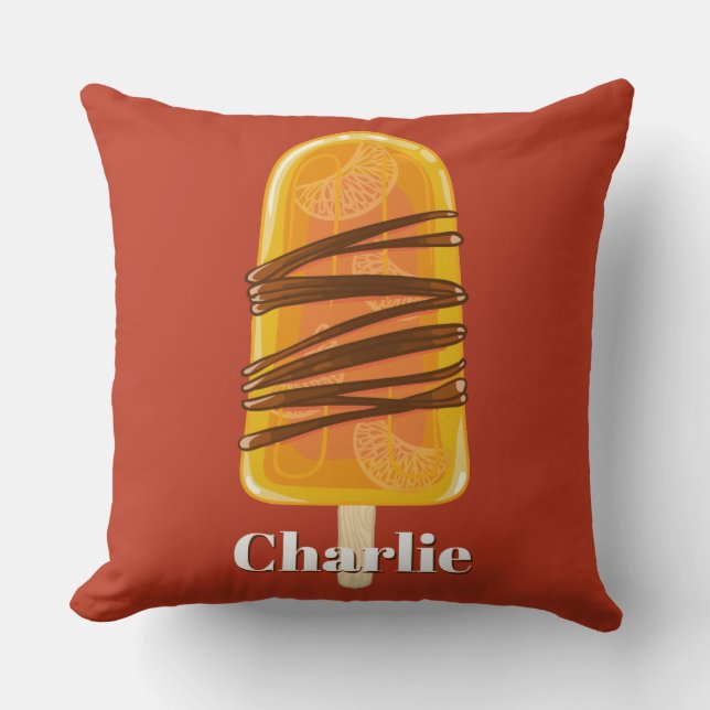 Orange Popsicle individuelle Name & color throw pi Kissen (Vorderseite)