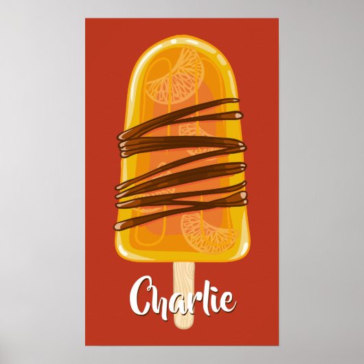 Orange Popsim individuelle Name Poster (Vorne)
