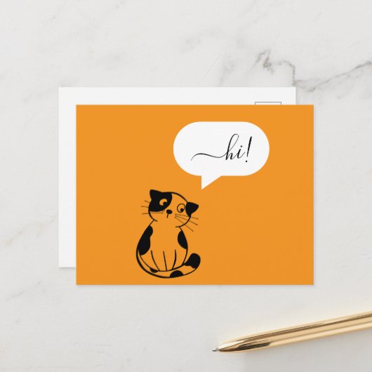 Orange Postcard mit Hi Cat Spaß Postkarte (Vorderseite/Rückseite Beispiel)