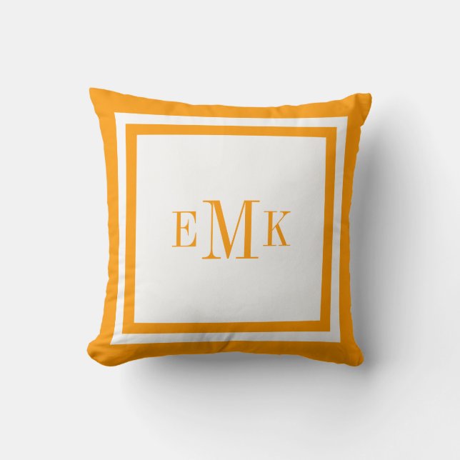 Orange Preppy Ribbon Dots Custom Monogram Kissen (Vorderseite)