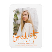 Orange | Preppy Script Foto Abschluss Magnet (Vertikal)