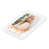 Orange | Preppy Script Foto Abschluss Magnet (Linke Seite)