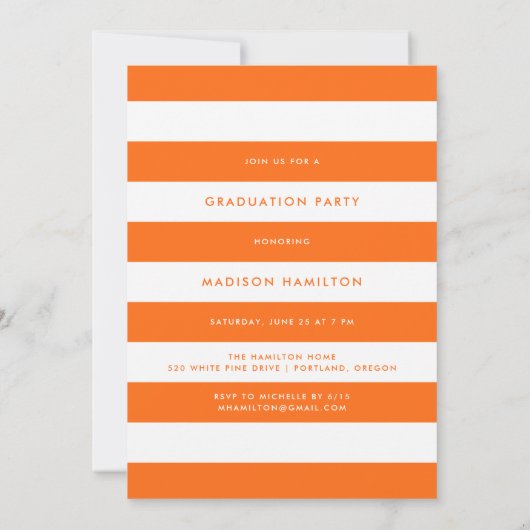 Orange | Preppy Script Foto Graduation Party Einladung (Rückseite)