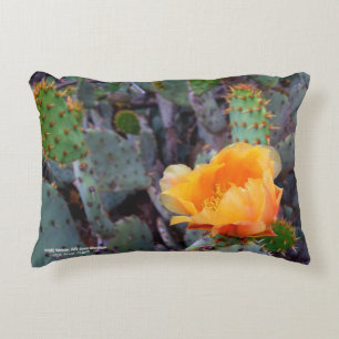 Orange Prickly Pear Cactus Blume Blossom Dekokissen