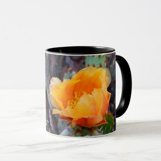 Orange Prickly Pear Cactus Blume Blossom Tasse (VorderseiteRechts)