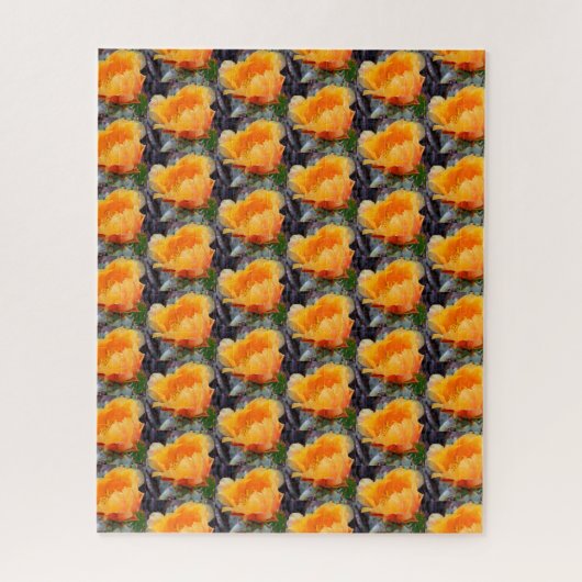 Orange Prickly Pear Cactus Blume Pattern Puzzle (Vertikal)