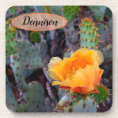 Orange Prickly Pear Opuntia Cactus Blume Foto Getränkeuntersetzer (Vorderseite)