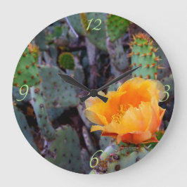 Orange Prickly Pear Opuntia Cactus Blume Foto Große Wanduhr