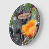 Orange Prickly Pear Opuntia Cactus Blume Foto Große Wanduhr (Winkel)