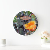 Orange Prickly Pear Opuntia Cactus Blume Foto Große Wanduhr (Zuhause)