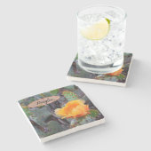 Orange Prickly Pear Opuntia Cactus Blume Foto Steinuntersetzer (Seitenansicht)