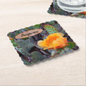 Orange Prickly Pear Opuntia Cactus Blume Foto Untersetzer (angewinkelt)