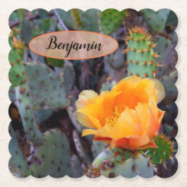 Orange Prickly Pear Opuntia Cactus Blume Foto Untersetzer