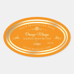 Orange-Produktlabel Gold-Rahmen mit Logo Ovaler Aufkleber