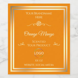 Orange-Produktlabel Gold-Rahmen mit Logo Weinetikett