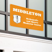 Orange Promotional Business Banner with Logo (Äußeres Gebäude)