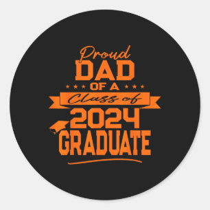 Orange Proud Vater Cl von 2024 Graduat Runder Aufkleber