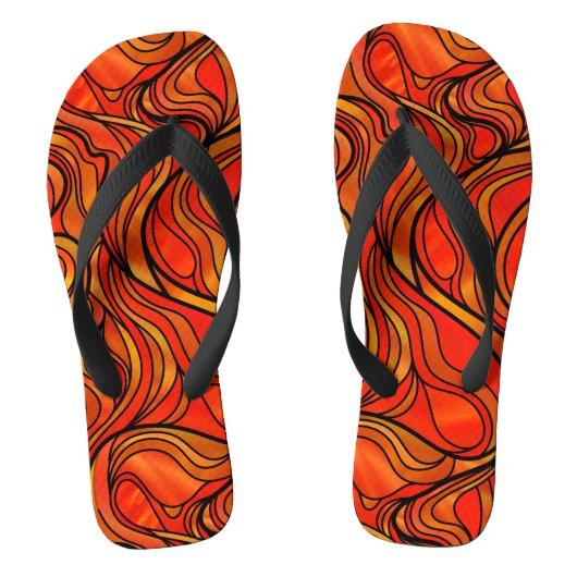 Orange Psychedelic, gestanztes Glas Abstrakt Badesandalen (Fußbett)