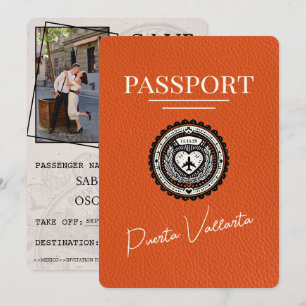 Orange Puerta Vallarta Hochzeitspass Save The Date