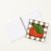 Orange Pumpkin auf weißbraunes, kariertes Muster Notizblock (Innenseite)