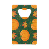 Orange Pumpkin Autumn Leaves Muster Geldbeutel Flaschenöffner (Rückseite)