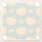 Orange Pumpkin Autumn Leaves Muster Glasuntersetzer (Rückseite)