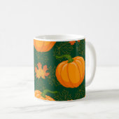 Orange Pumpkin Autumn Leaves Muster Kaffeetasse (VorderseiteRechts)