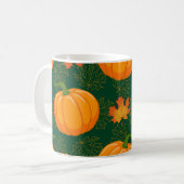 Orange Pumpkin Autumn Leaves Muster Kaffeetasse (Vorderseite Links)
